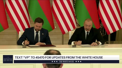 Vice President JD Vance Delivers Remarks with President Ilham Aliyev of Azerbaijan