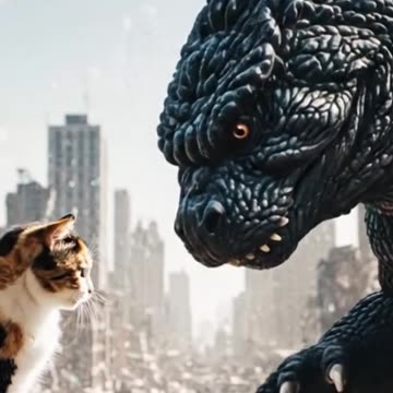 The Kaiju and the Kitty: Godzilla vs Cat (OwlKitty Style Parody)