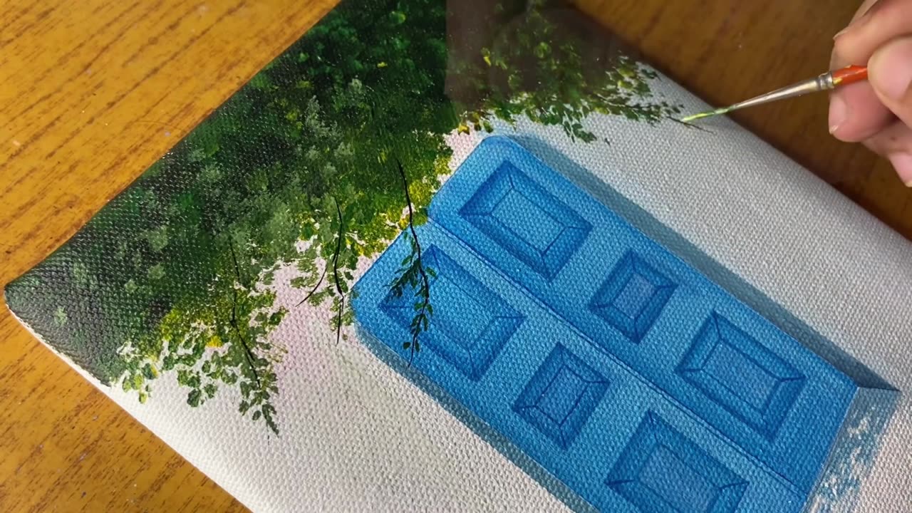 How to paint a door and flowers with acrylic_ acrylic painting for beginners_#30 #acrylicpainting