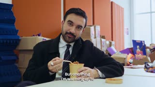 The socialist mayor-elect of New York City is eating on camera again — asking for donations