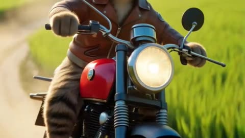 Speedy Paws: The Biker Cat's Countryside Ride