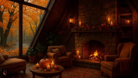 Autumn Lofi Fireplace – Relaxing Fall Music for Study, Focus & Calm Evenings