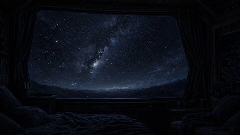 8 Hours of Quiet Space | Dark Spaceship Window • Deep Sleep & Relaxation