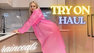 [4K] Pink Raincoat Try-On | Sweet & Relaxed Mood