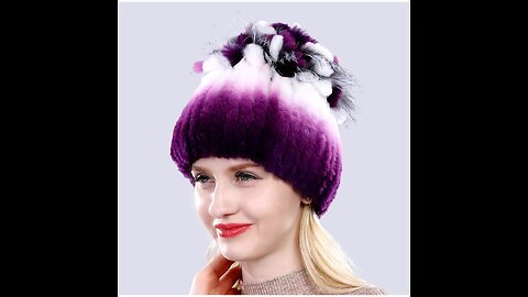 Handmade Elegant Rex Luxe Fur Knitted Hat S