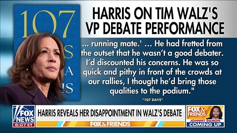 Kamala Harris complains in book (107 Days) about Tim Walz debate performance against JD Vance