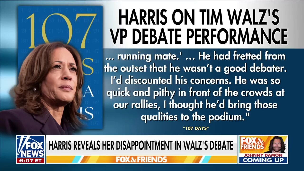 Kamala Harris complains in book (107 Days) about Tim Walz debate performance against JD Vance