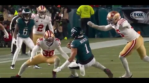 Unnecessary roughness penalty against the 49ers on Eagles QB Jalen Hurts