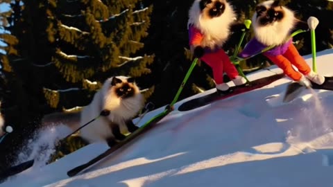 Cats go skiing