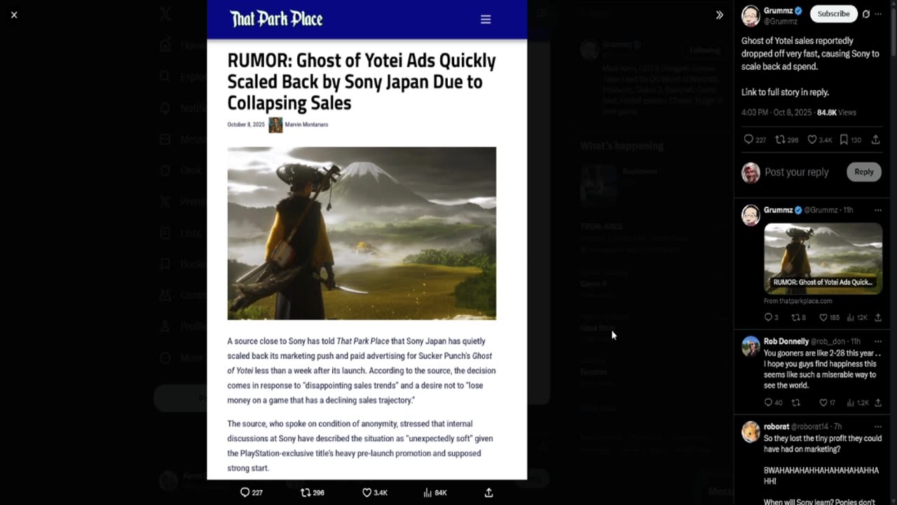 Ghost of Yotei Sales Failure! 40% Weaker Than Tsushima!