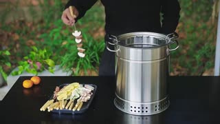 Smokeless Barbecue Hanging Grill Stainless Steel Charcoal BBQ Stove