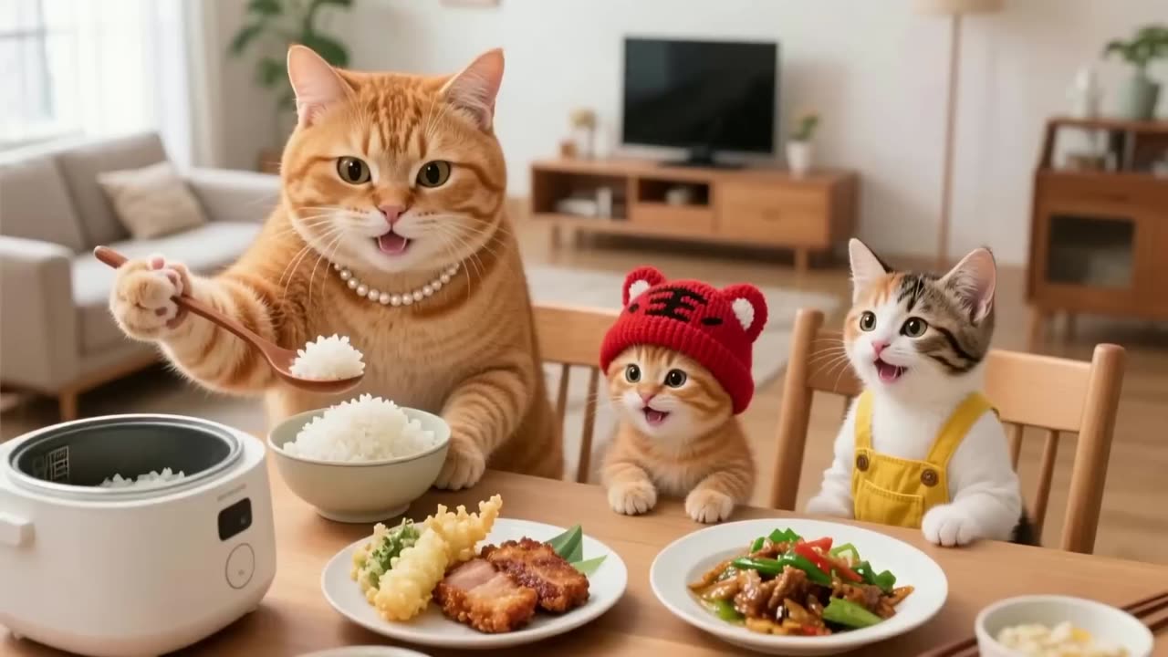 🌾 "Mom, Where Does Rice Come From?" | Mama Cat Plants Rice with Tiger-Hat & Calico Kittens 🐱✨