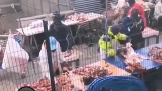 In France, meat is sold on pavements without any respect for health and hygiene standards.