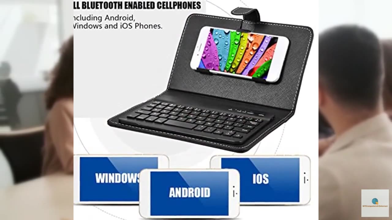 Watris Veiyi Wireless Keyboard with Leather Case - Bluetooth Cell Phone Keyboard