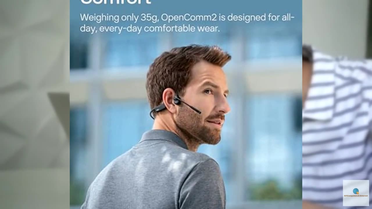 OpenComm2 2025 Upgrade - Open-Ear Bone Conduction Headphones, Wireless Bluetooth