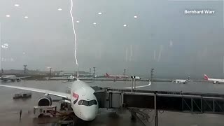 Lightning strikes British Airways plane at a Brazil airport