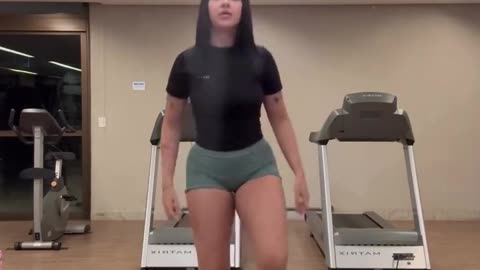 Trampoline Dance & Sexy Poses | Black Top & Grey Shorts