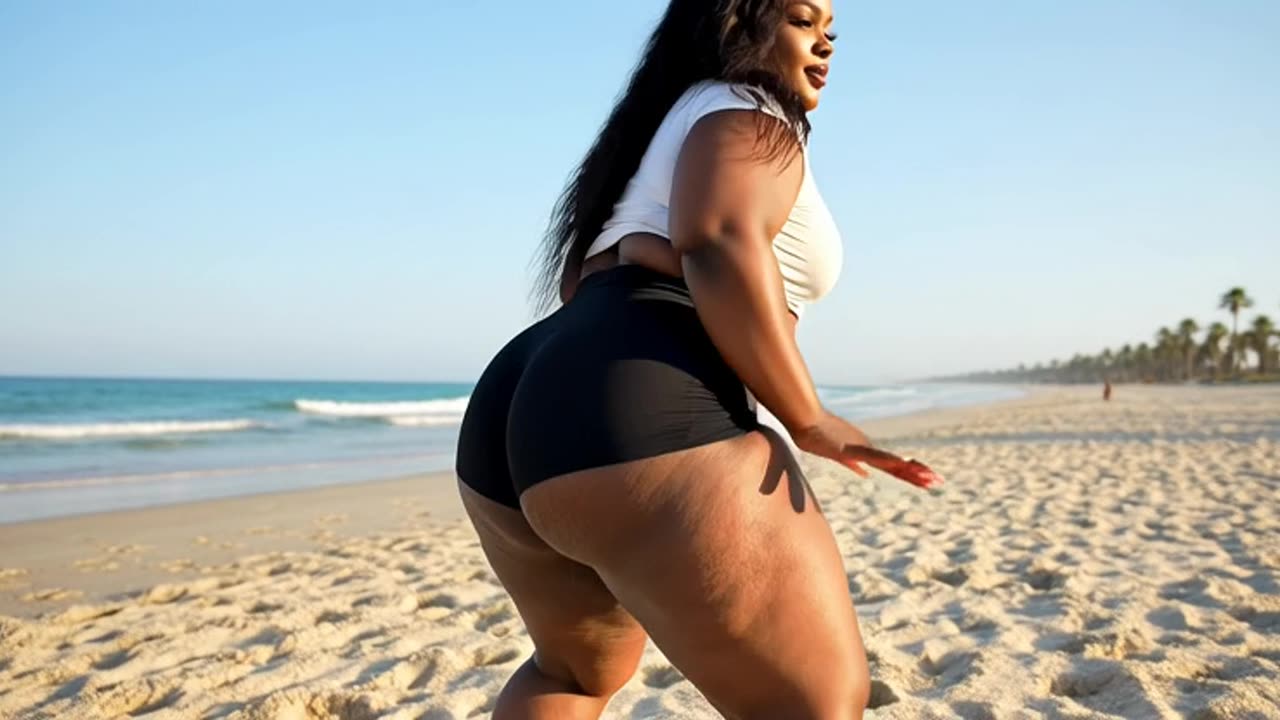 🔥 Big Booty BBW Twerking Plus Size Girls Ebony TikTok huge ass in beach