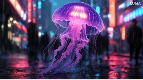 Neon Jellyfish Relaxing Thunderstorm Flashing Lightning Wallpaper Screensaver Background Video