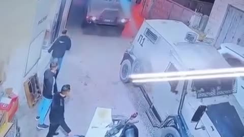 Israeli occupation soldiers passed by Palestinian youths in the West Bank