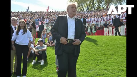 Trump arrives for the Ryder Cup in Farmingdale, New York