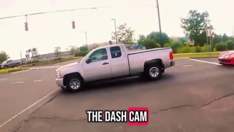 The biker hit the brakes, the pickup hit the gas, and fate hit record