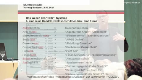 'Die BRD-GmbH' - Autor Dr.Klaus Maurer - Vortrag Bautzen 14.03.2024