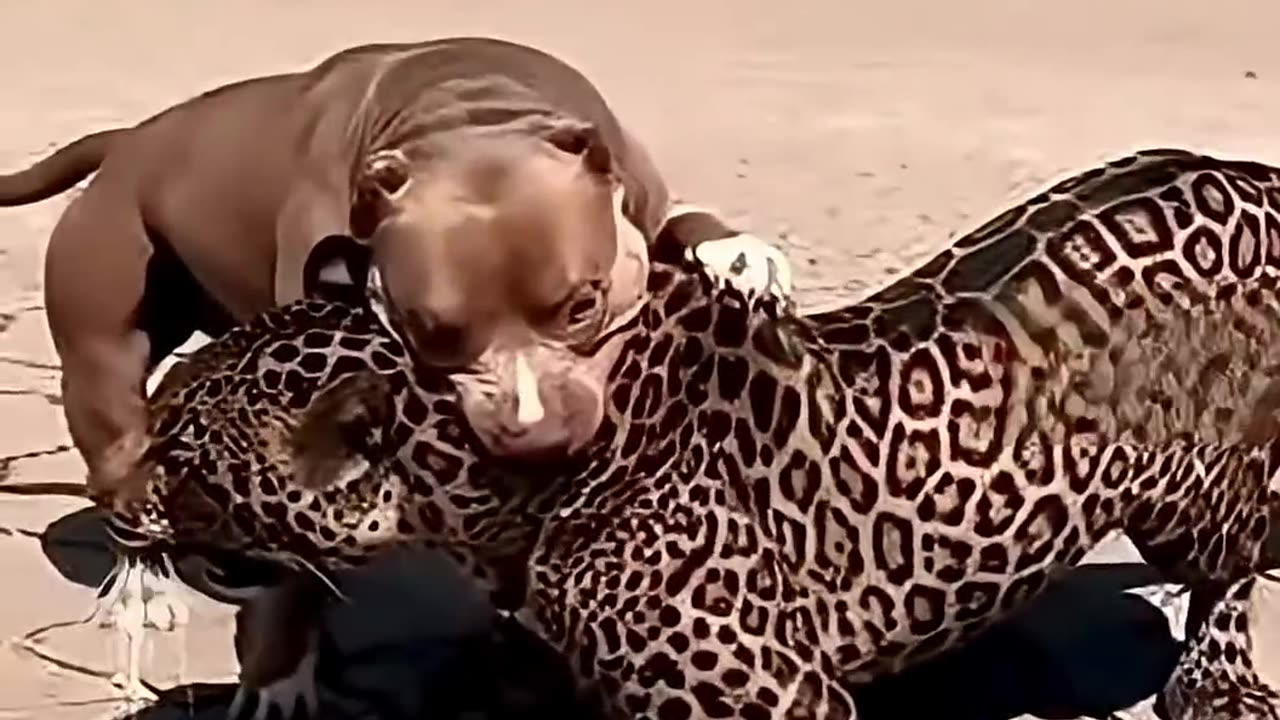 Photographer Captures a Pitbull Facing a Black Panther