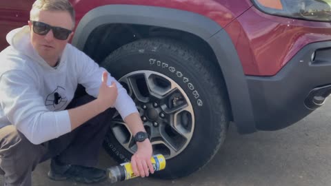 I'm fixing my Jeep's tire with Fix a Flat! Keeping up to date so you can enjoy the outdoors