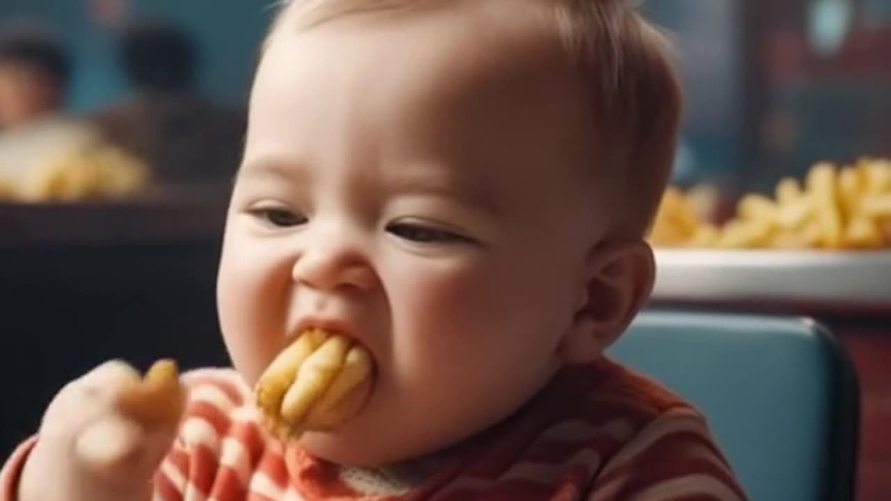 cute boy eating fries