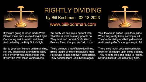 RIGHTLY DIVIDING -- an original song by Bill Kochman.