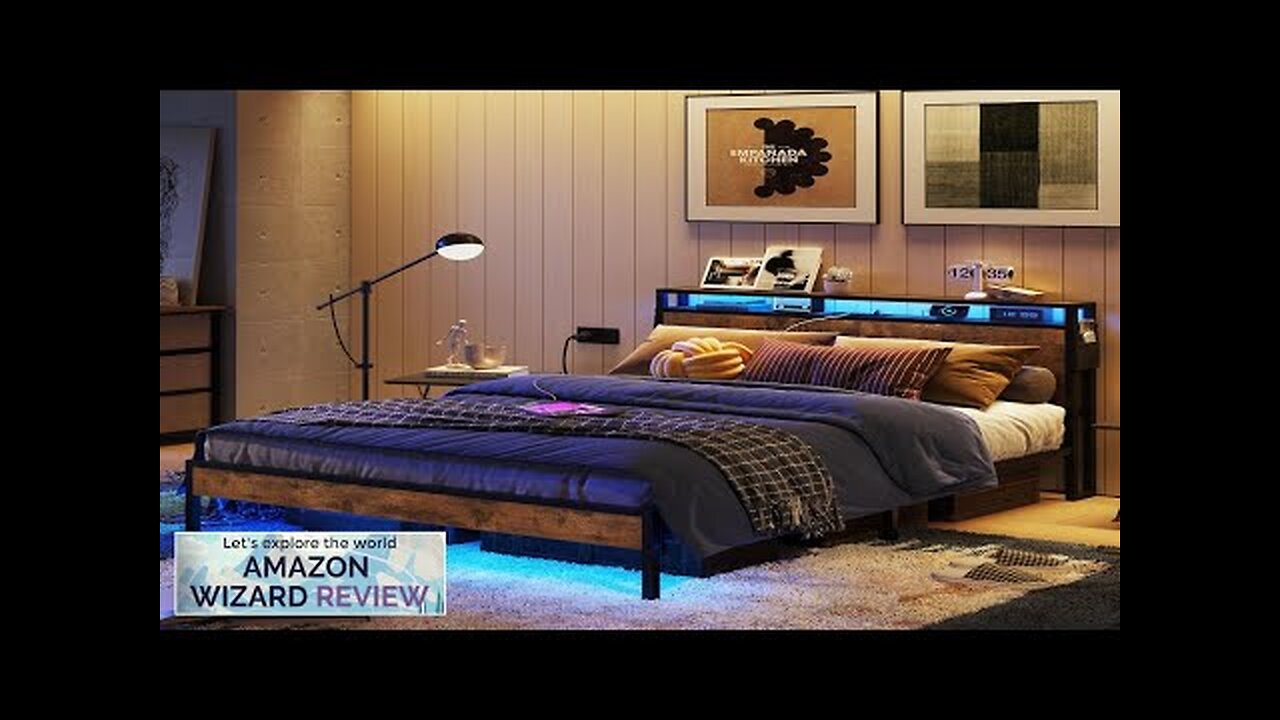 Bestier Full Size Bed Frame with Headboard and Storage Dual LED Platform Review