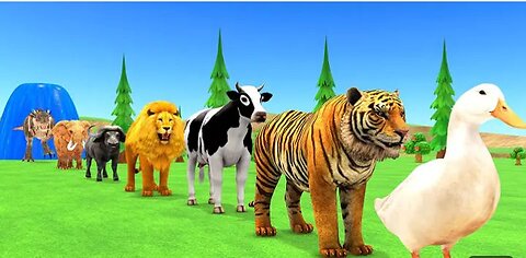 paint animals duck, tiger,cow,lion,gorila, buffalo fountain crossing game