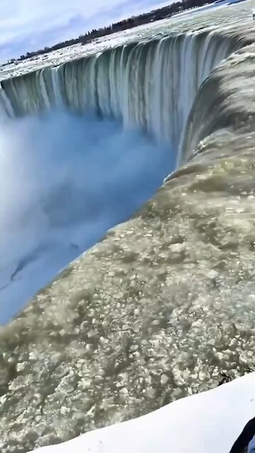 The famous Niagara Falls is freezing