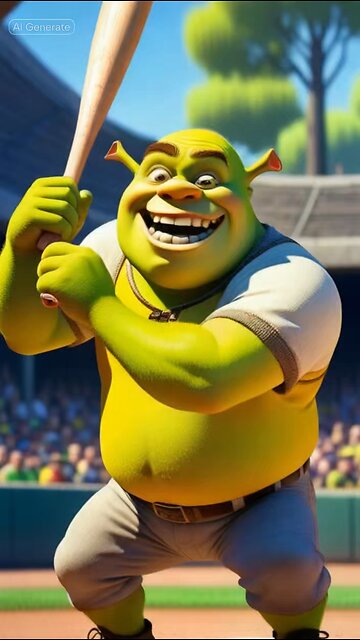Shrek playing baseball in Minecraft