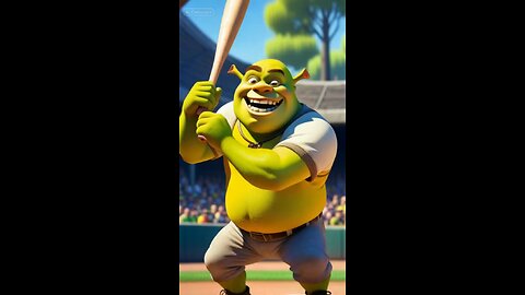 Shrek playing baseball in Minecraft