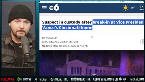 Reports Of SHOTS FIRED At JD Vance's Home, Suspect in Custody, May be Burglary, No Shots | Tim Pool