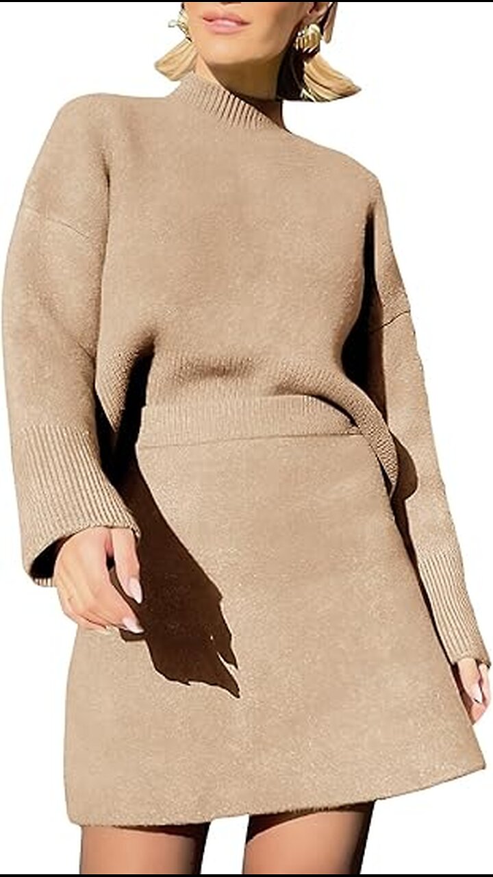EXLURA Womens 2 Piece Outfits Casual Sweater Dress