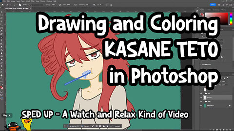 Drawing and Coloring Kasane Teto in Photoshop - SPED UP - A Watch and Chill Kind of Video