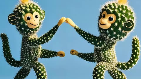 The cactus animals are cute, dancing, so awesome