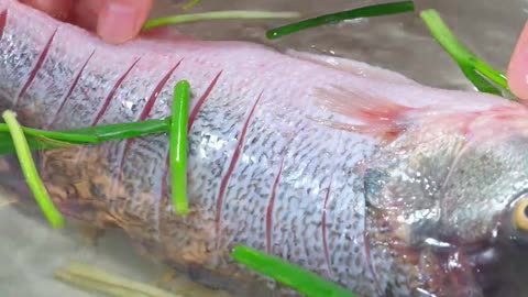 Steamed sea bass.