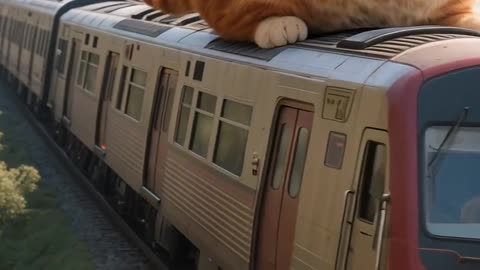 Orange cat with baby story video cartoon ai animation animal goat