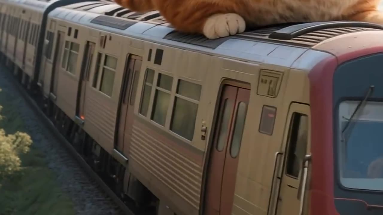 Orange cat with baby story video cartoon ai animation animal goat
