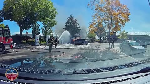 Electric Vehicle ERUPTS in Flames at Colorado Grocery Store Charging Station