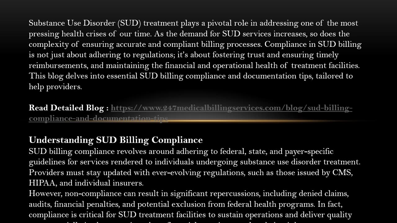 SUD Billing Compliance and Documentation Tips