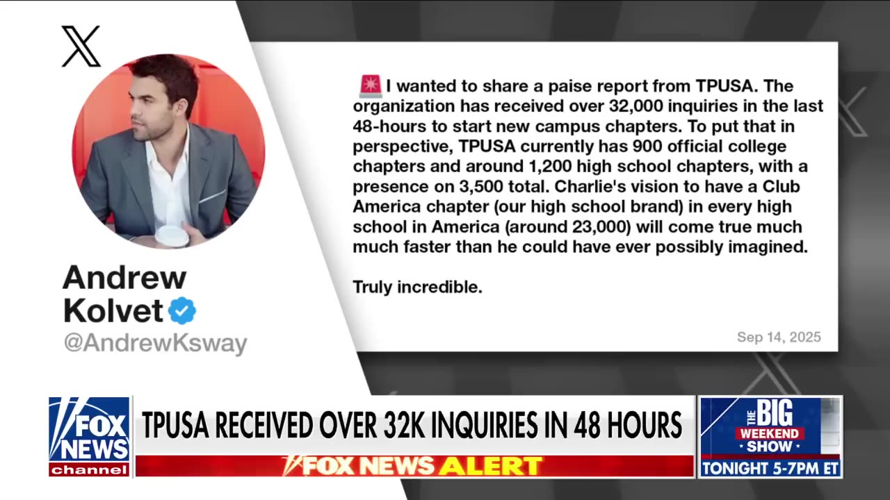 TPUSA sees MASSIVE surge in chapter requests after Kirk's assassination