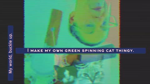 Green spinning cat lady