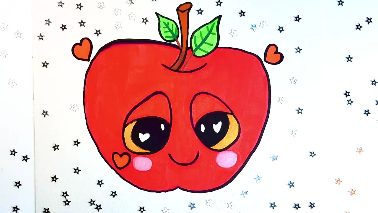 Draw a Shy Apple in Love 🍎💗