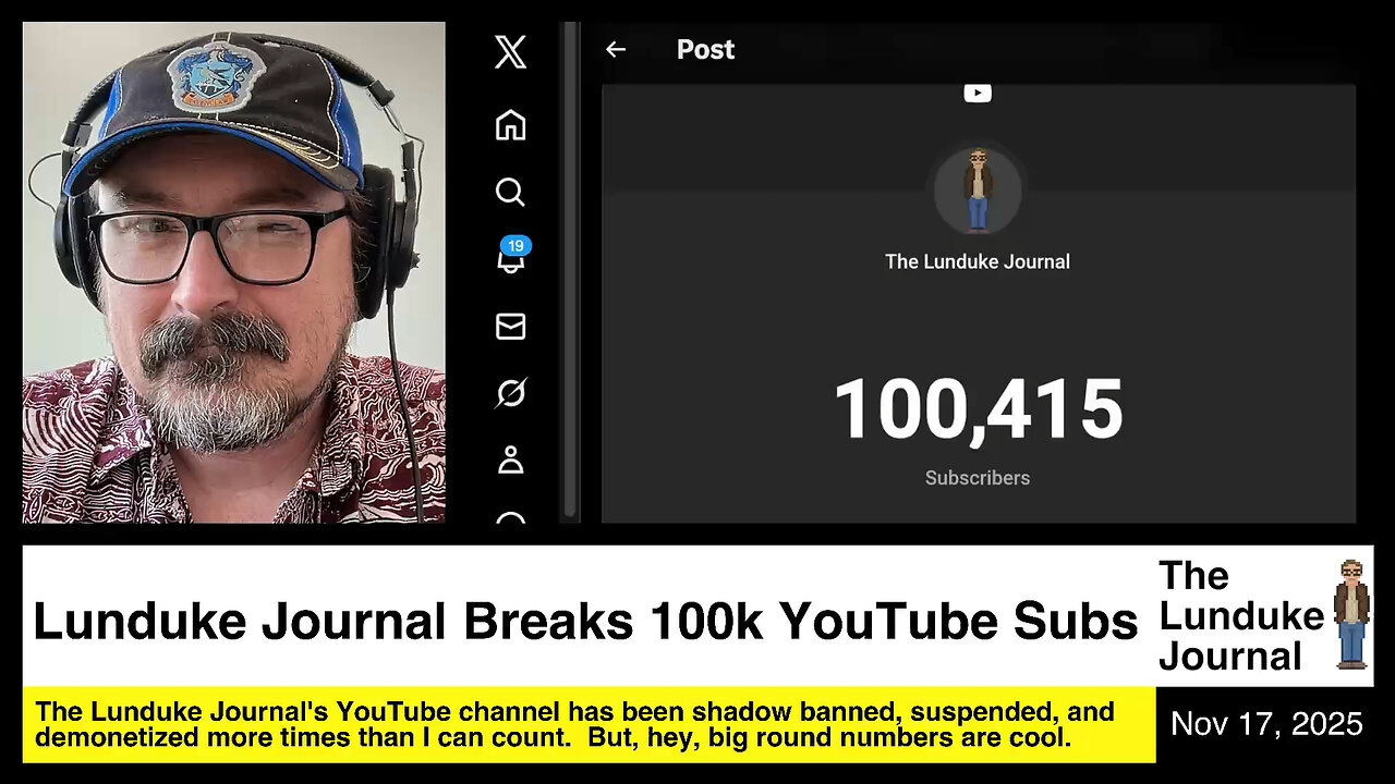 Lunduke Journal Breaks 100k YouTube Subs