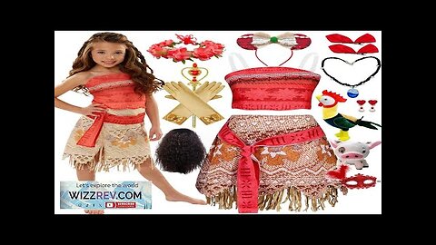 Girl Moana Vaiana Costume Children Princess Dress Summer Beach 2PCS Set Cosplay Review